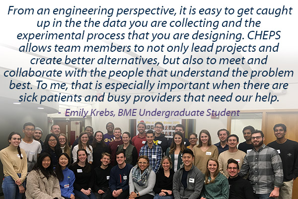 Group photo with quote from Emily Krebs